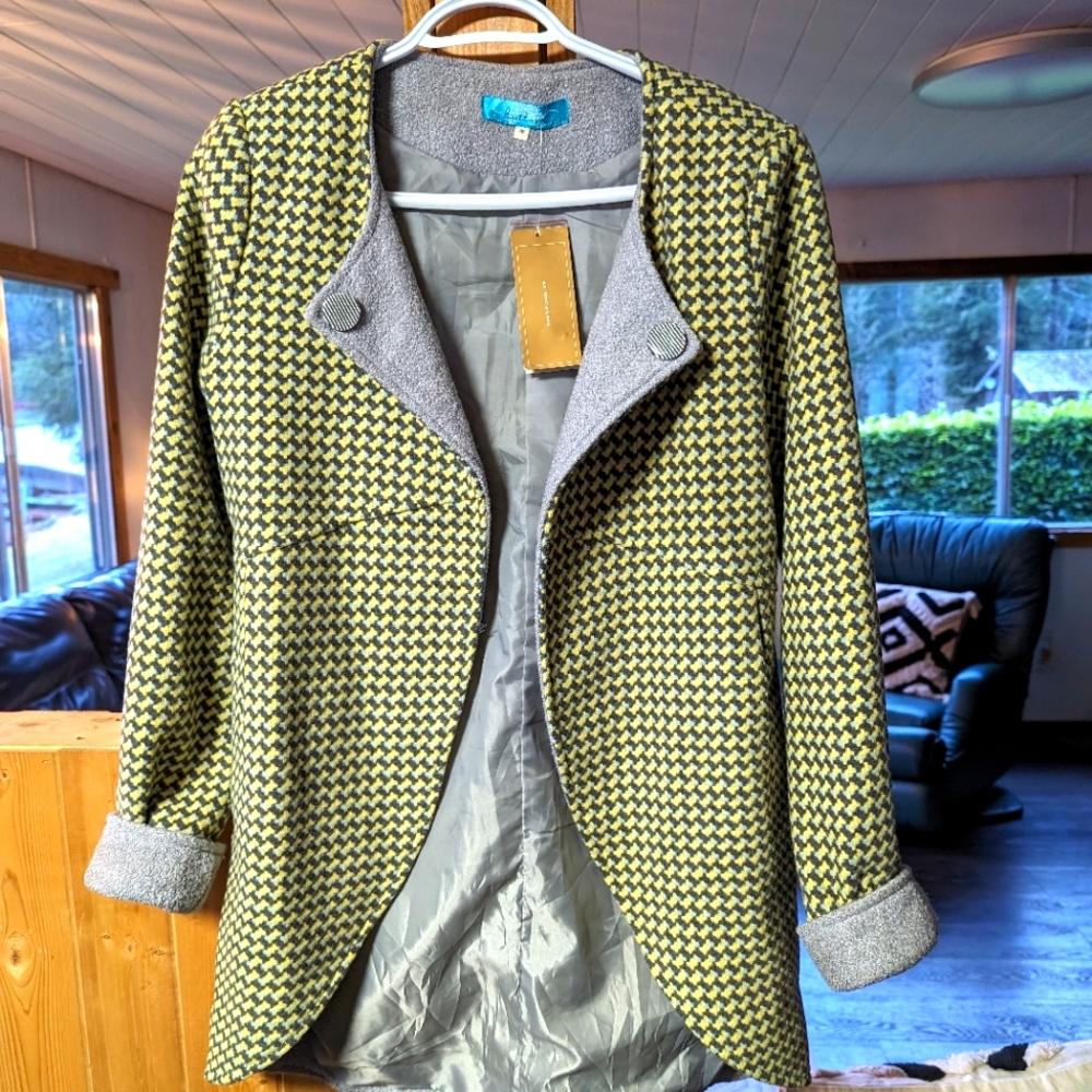 Francesca's | Wool Polyester Houndstooth Blazer